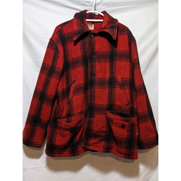 Skagway Other - Skagway Wool Plaid Barn Chore Coat Vintage Button Front Jacket Red‎ Black